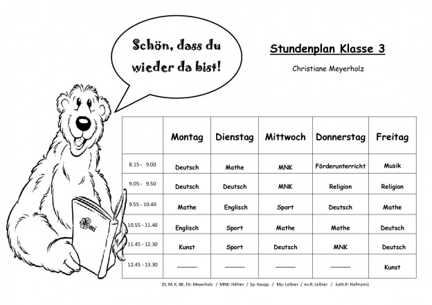 Stundenplan Klasse 3 (2014/2015) | Mandelberg – Grundschule